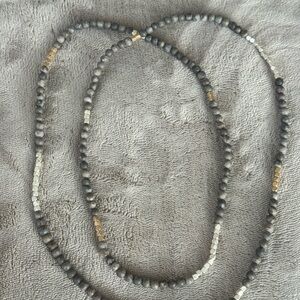 Gray & Gold Beaded Layering Necklace – OS